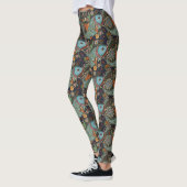 Leggings Symbole chinois du poisson Jambes Brown et Turquoi (Gauche)