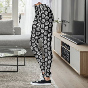 Leggings Symbole de cercle en entrelacs celtique noir et bl