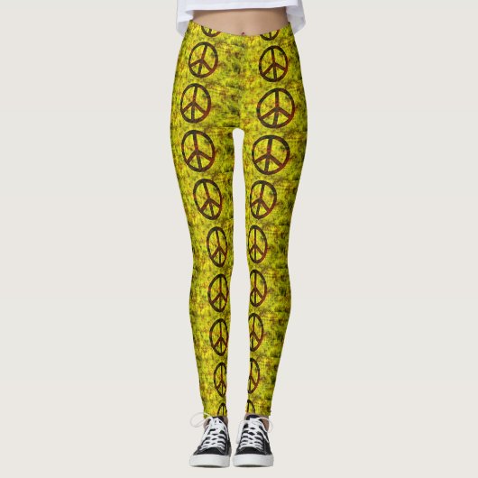 Leggings symbole de paix super hippie jaune (Devant)