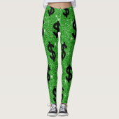 Leggings SYMBOLE Dollar Noir Argent Entrepreneur Wall Stree (Devant)