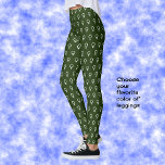 Leggings Symbole féministe motif vert foncé<br><div class="desc">Ces leggings sont de couleur vert foncé,  avec un motif extensible en blanc vif. Le motif dérive du symbole pour venus,  une déclaration subtile en faveur des femmes. Cela ferait un beau cadeau pour noël ou anniversaire.</div>