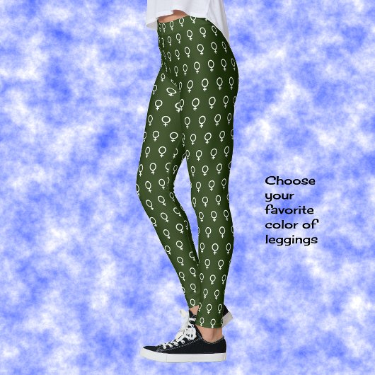 Leggings Symbole féministe motif vert foncé