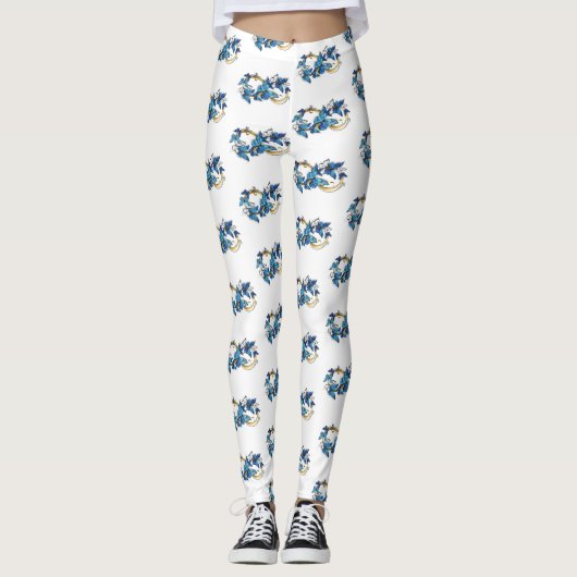 Leggings Symbole infini de papillons Morpho bleus (Devant)