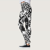 Leggings Symbole maya #3 noir et blanc de Hunab Ku (Gauche)