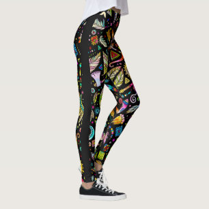 Leggings Symboles aztèques colorés Motif transparent
