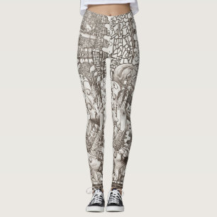 Leggings Symboliste moderniste Abstrait des femmes monochro