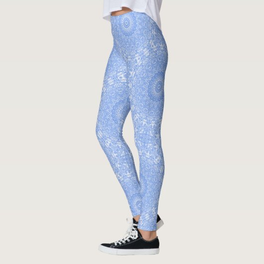 Leggings Symétrie Mandala Bleu Centaurée (Gauche)