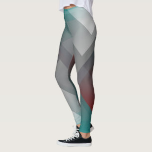Leggings symétrie turquoise en gris bordeaux
