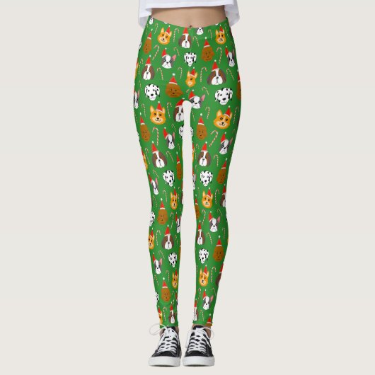 Leggings Sympa Chien de Noël Motif (Devant)