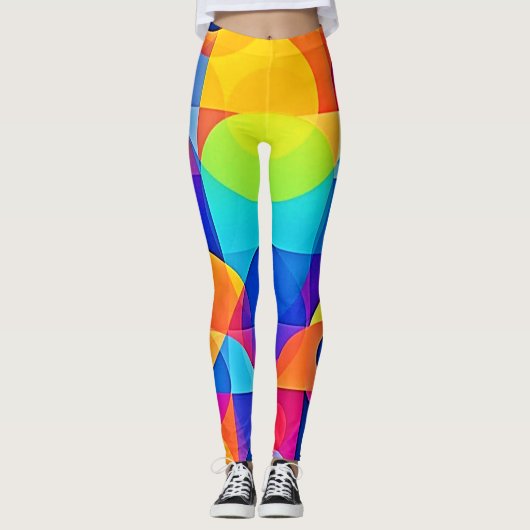 Leggings Symphonie de couleurs géométriques (Devant)