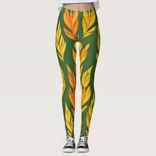 Leggings Symphonie de la feuille automnale (Devant)