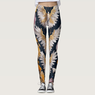 Leggings T-shirt papillon et plumes de Bohême