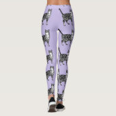 Leggings Tabby Cat Cool Animal Légendes noires et violettes (Dos)