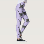 Leggings Tabby Cat Cool Animal Légendes noires et violettes (Droite)