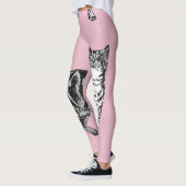 Leggings Tabby Chat Cool Animal Black & Baby Pignon rose (Gauche)