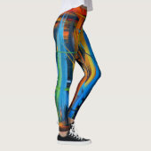 Leggings Tableau Abstrait bleu orange (Droite)