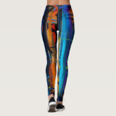 Leggings Tableau Abstrait bleu orange (Dos)