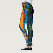 Leggings Tableau Abstrait bleu orange (Gauche)