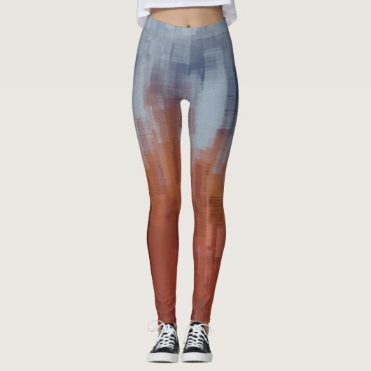 Leggings Tableau Abstrait, mur en béton coloré. (Devant)