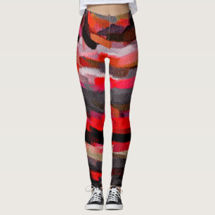 Leggings Tableau Abstrait rouge orange