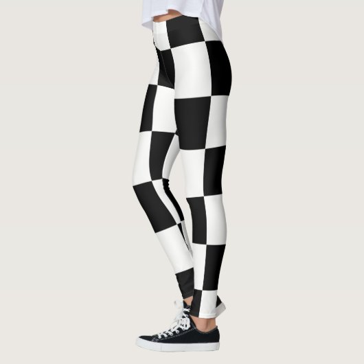 Leggings Tableau de contrôle ~ Échecs~ Design Carré noir et (Gauche)