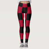Leggings Tableau de contrôle ~ Échecs ~ Design Carré rouge  (Devant)