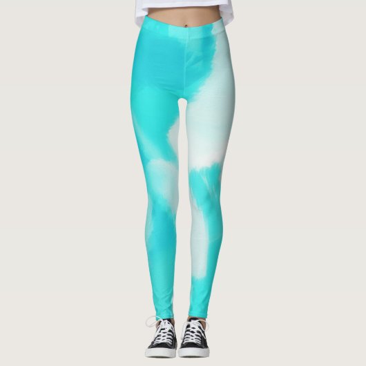 Leggings Tache de peinture turquoise (Devant)
