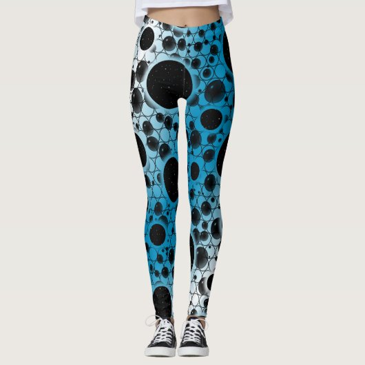 Leggings Taches de bulle spatiale - Blanc/Bleu ciel (Devant)