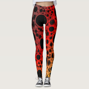 Leggings Taches de bulle spatiale - Noir/Rouge/Or