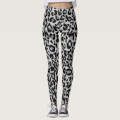 Leggings Taches de Léopard Gris Noir (Devant)