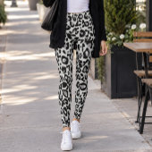 Leggings Taches de Léopard Gris Noir