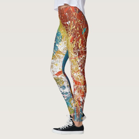 Leggings taches de peinture abstraites modernes (Gauche)