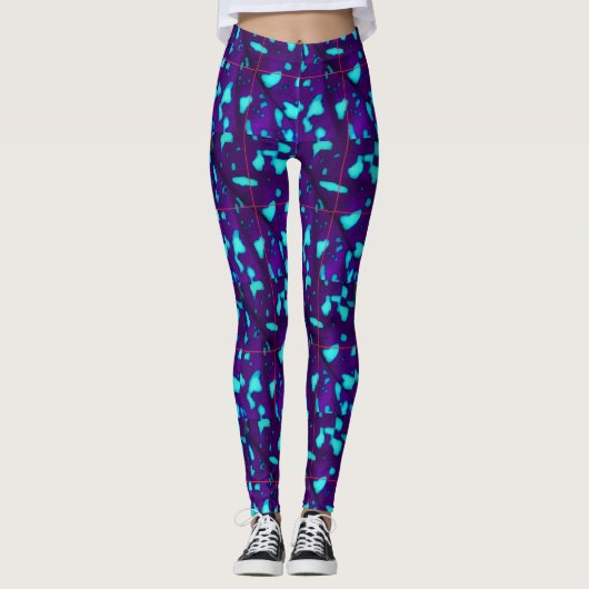 Leggings Taches d'eau sur violet foncé (Devant)