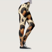 Leggings Taches d'Impression Animale Fourrure Léopard Beige (Droite)