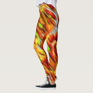 Leggings Taches jaunes rougeâtres et chromées, couleurs cha