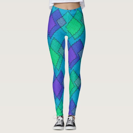 Leggings Taches texturées traits multicolores (Devant)