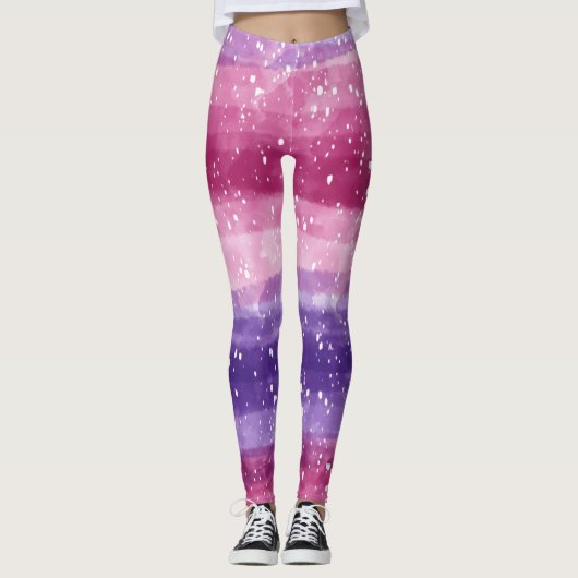 Leggings Tacheté de violet et de rose (Devant)