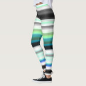 Leggings Tailles Abstraites turquoise, bleue et grise (Gauche)