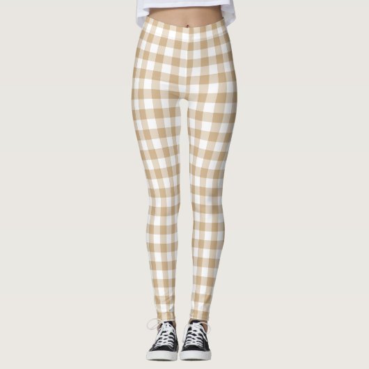 Leggings Tan Beige Plaid Gingham (Devant)