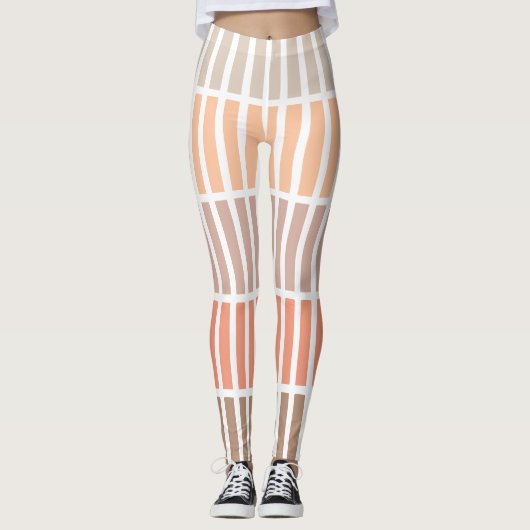 Leggings Tan et blocs orange de rectangles (Devant)