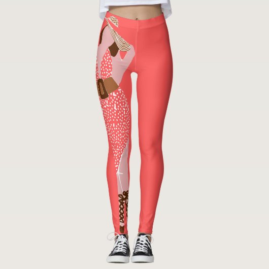 Leggings Tan et rose épais chic dans une robe de soleil (Devant)