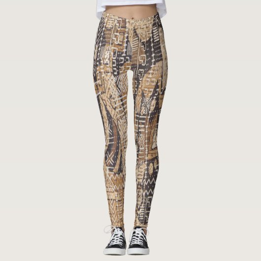 Leggings Tan et tissu de boue d'Africain noir (Devant)