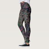 Leggings Tangled Colorful Rainbow Line Jumbled Knots Noir (Gauche)