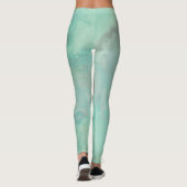 Leggings Tapis Abstrait en marbre turquoise (Dos)