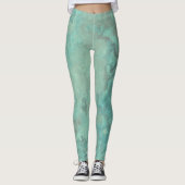 Leggings Tapis Abstrait en marbre turquoise (Devant)
