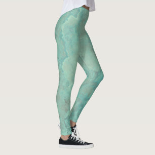 Leggings Tapis Abstrait en marbre turquoise