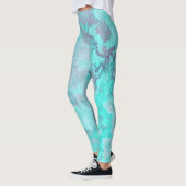 Leggings Tapis Abstrait en marbre turquoise (Gauche)