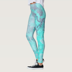 Leggings Tapis Abstrait en marbre turquoise