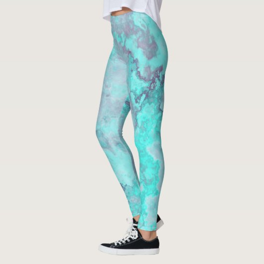 Leggings Tapis Abstrait en marbre turquoise (Gauche)
