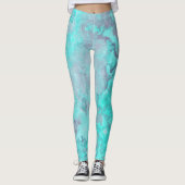 Leggings Tapis Abstrait en marbre turquoise (Devant)